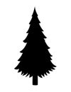 Pine tree silhouette icon. Vector illustration isolated on white Royalty Free Stock Photo