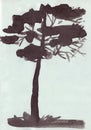 Pine tree silhouette on a light background, graphic monochrome ink pattern Royalty Free Stock Photo
