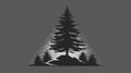 Pine Tree Silhouette Mountain Sunburst Graphic Royalty Free Stock Photo