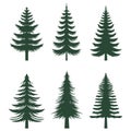 Pine tree silhouette set collection Royalty Free Stock Photo