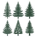 Pine tree silhouette set collection Royalty Free Stock Photo