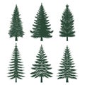 Pine tree silhouette set collection Royalty Free Stock Photo