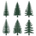 Pine tree silhouette set collection Royalty Free Stock Photo