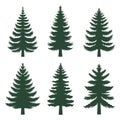 Pine tree silhouette set collection Royalty Free Stock Photo