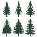 Pine tree silhouette set collection Royalty Free Stock Photo