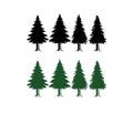 Pine tree silhouette set vector template green and black Royalty Free Stock Photo