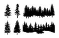 Pine tree silhouette set