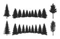 Pine Tree Silhouettes Clipart Set Royalty Free Stock Photo