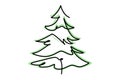 Pine tree Single continuous line drawing. Simple hand drawn style design element for Christmas holiday celebration