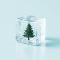 Pine Tree Trapped Inside a Clear Ice Cube Royalty Free Stock Photo