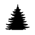 Pine tree vector shape. Hand drawn stylized silhouette monochrome illustration isolated on white background Royalty Free Stock Photo