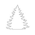 Pine tree vector silhouette. Hand drawn stylized monochrome illustration isolated on white background Royalty Free Stock Photo