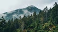 Majestic Mountain Landscape With Rainy Weather And Lush Forest Royalty Free Stock Photo
