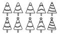 Pine Trees Christmas Tree Line Icon Decoration Collection.Vector Illustration Royalty Free Stock Photo