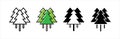 Pine trees icon. Three pine or spruce tree vector icon set