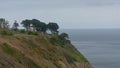 Pine trees and shrubs on the cliffs along the north sea coast of howth , ireland