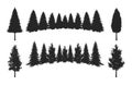 Pine Trees Silhouette Clip art Set Royalty Free Stock Photo