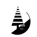 Pine-tree black icon, silhouette and vector logo. Nature sign and symbol