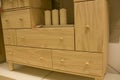 Pine wood dresser in furniture store