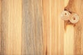 Pine wood knot repaired with wooden plug Royalty Free Stock Photo