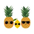 Kawaii Cartoon Pineapples and Lemon