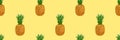 Pineapple, summer ananas seamless pattern on yellow background Royalty Free Stock Photo