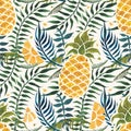 Pineapple background. Watercolor Seamless pattern.