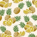 Pineapple background, pattern set. Collection icon pineapple. Vector Royalty Free Stock Photo