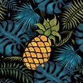 Pineapple background. Watercolor Seamless pattern.