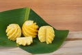 Pineapple on banana leaf Fruits that are high in vitamins Royalty Free Stock Photo