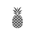 Pineapple black icon isolated on white. Pineapple outline tropical fruit