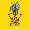 Pineapple Cartoon vector art and illustration with glasses Royalty Free Stock Photo