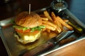 Pineapple Cheese Burger Fries Royalty Free Stock Photo