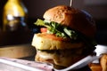 Pineapple Cheese Burger Fries Royalty Free Stock Photo