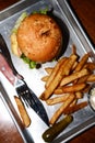 Pineapple Cheese Burger Fries Royalty Free Stock Photo