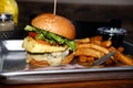 Pineapple Cheese Burger Fries Royalty Free Stock Photo