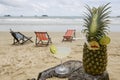 Pineapple, cocktail on the beach Royalty Free Stock Photo