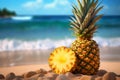 Pineapple cocktail beach. Generate Ai Royalty Free Stock Photo