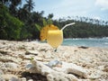 Pineapple cocktail in a beach Royalty Free Stock Photo