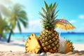 Pineapple cocktail. Generate Ai Royalty Free Stock Photo