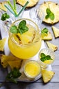 Pineapple cocktail with pulp Royalty Free Stock Photo