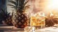 Pineapple cocktail. Summer refreshing tropical drink. Generative AI