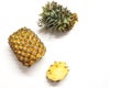 Pineapple collection. Whole and sliced pineapple isolated on white background Royalty Free Stock Photo