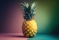 Pineapple on a colorful background. Generative AI Royalty Free Stock Photo