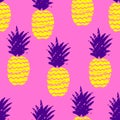 Colorful messy hand drawn grunge pineapple seamless pattern.