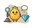 Illustration of pineapple character with a diamond