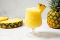 pineapple daiquiri with a pineapple slice on the rim Royalty Free Stock Photo