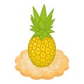 Pineapple dessert icon isometric vector. Sesame cookie near ripe fresh pineapple