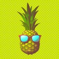 Pineapple drawing illustration isolated on green halftone BG