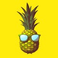 Pineapple drawing illustration isolated on yellow BG